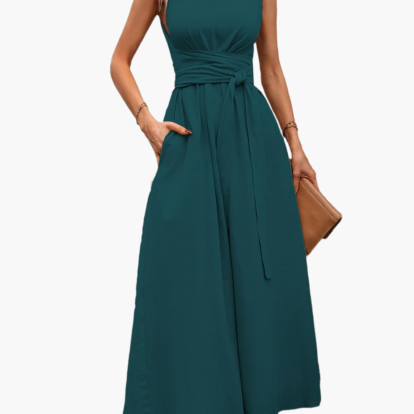 Tuta elegante senza maniche da donna stile casual per estate e uscite