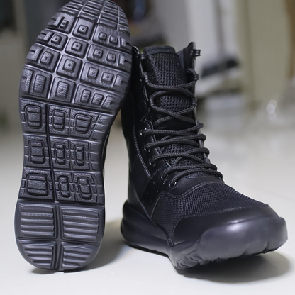 Bottes de combat montantes noires pour hommes Chaussures tactiques respirantes à lacets
