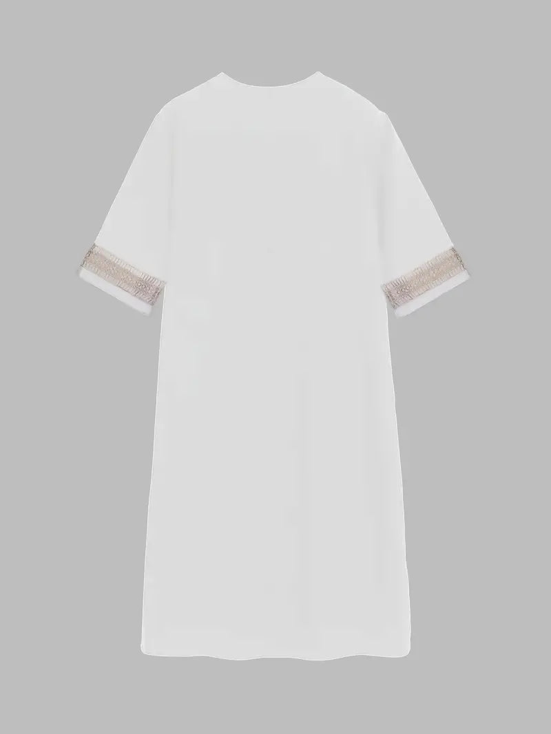 Zomerse jurk voor dames in chique bohemienstijl met V-hals en driekwartmouwen voor een ontspannen en elegante uitstraling
