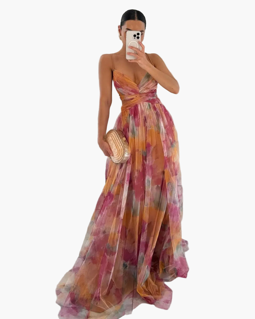 Robe longue maxi fleurie style soirée pour femme – Élégante et bohème chic