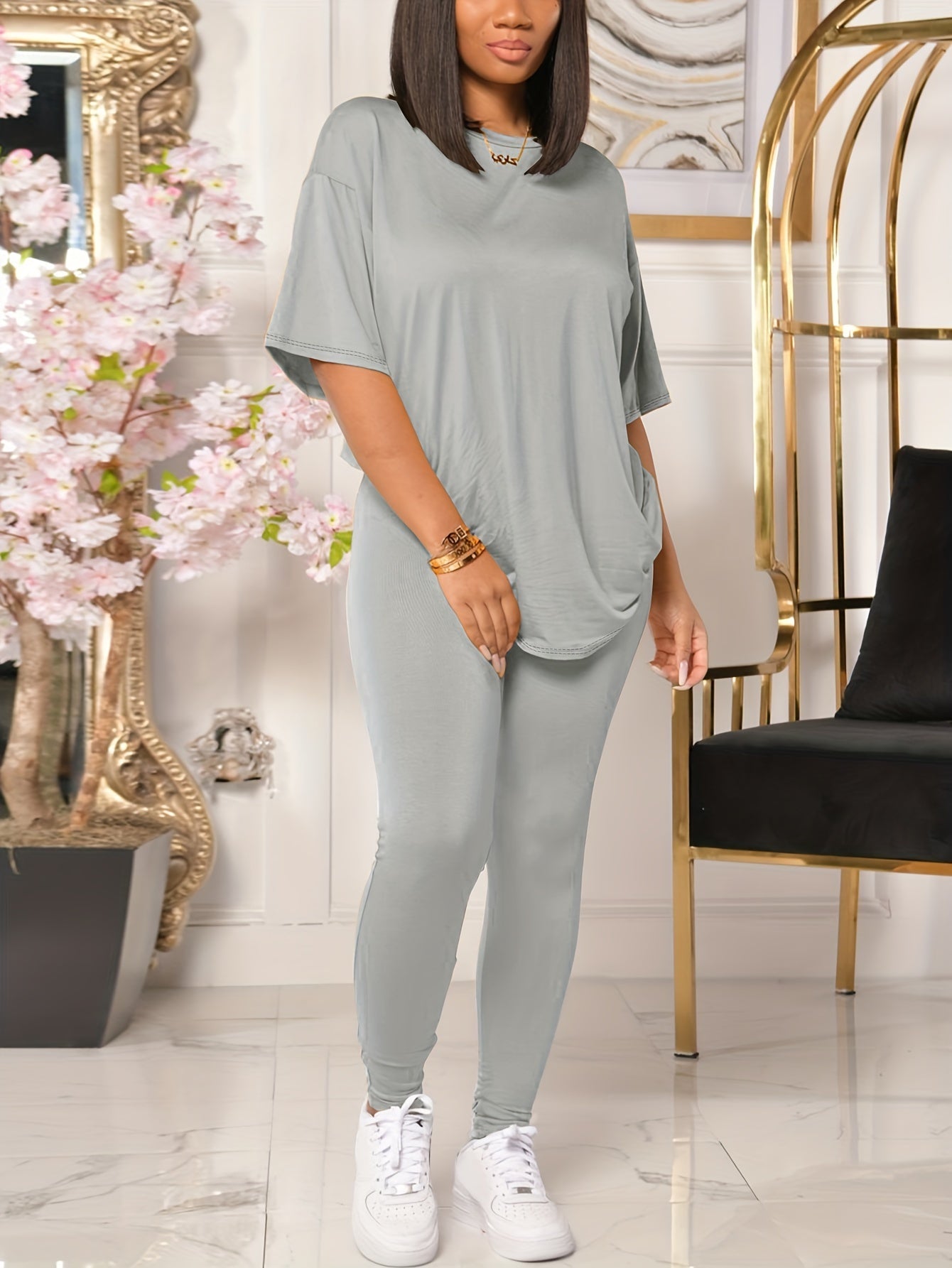 Ensemble Décontracté Femme Haut Ample et Legging Style Urbain pour Tous les Jours
