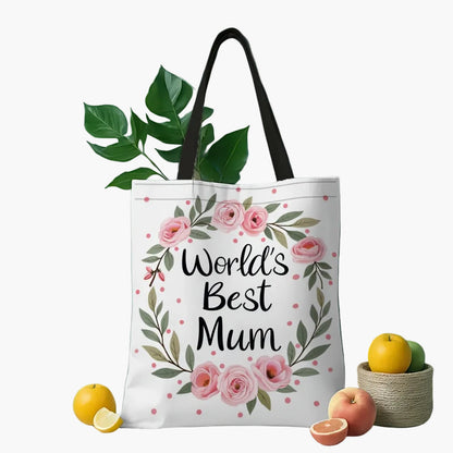 Sac cabas femme style floral cadeau fête des mères "World's Best Mum"