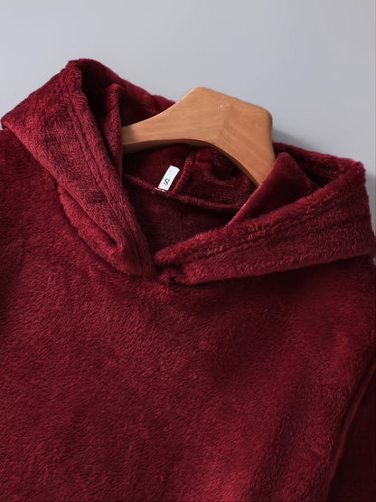 Pull à Capuche Teddy Femme Motif Chat "Fluff You" Rouge Bordeaux avec Oreilles