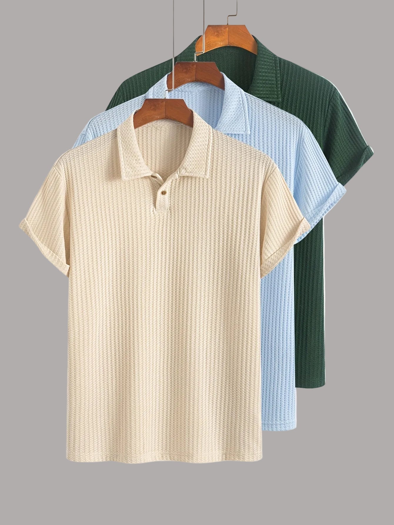 Lot de polos homme manches courtes style casual chic à col classique – pack de 3 polos texturés pour usage quotidien