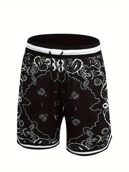 Shorts de sport homme style streetwear imprimé motif bandana – Look urbain tendance