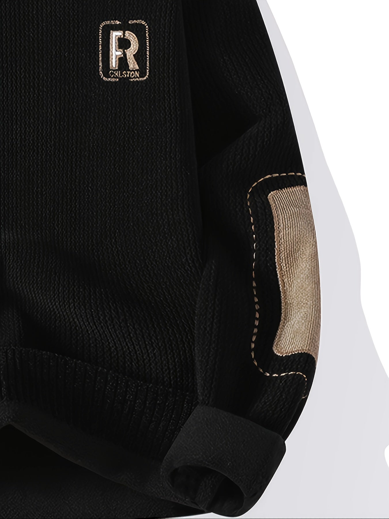 Sweat-shirt à col rond homme avec empiècements coudes côtelés