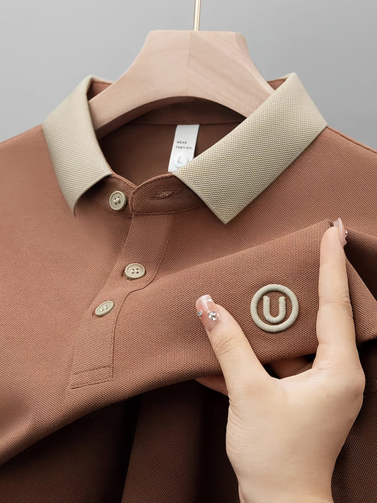 Polo décontracté pour homme à col contrasté et logo brodé – style moderne et polyvalent
