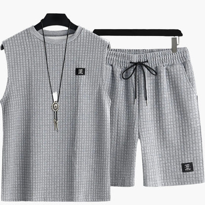 Ensemble Débardeur et Short Homme Style Décontracté Estival Motif Carreaux
