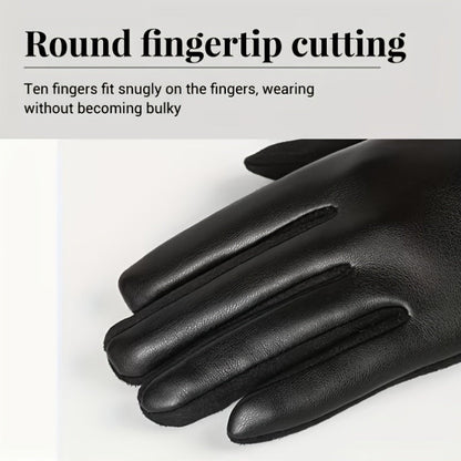 Gants Élégants Noirs avec Détail Boutons pour Femme