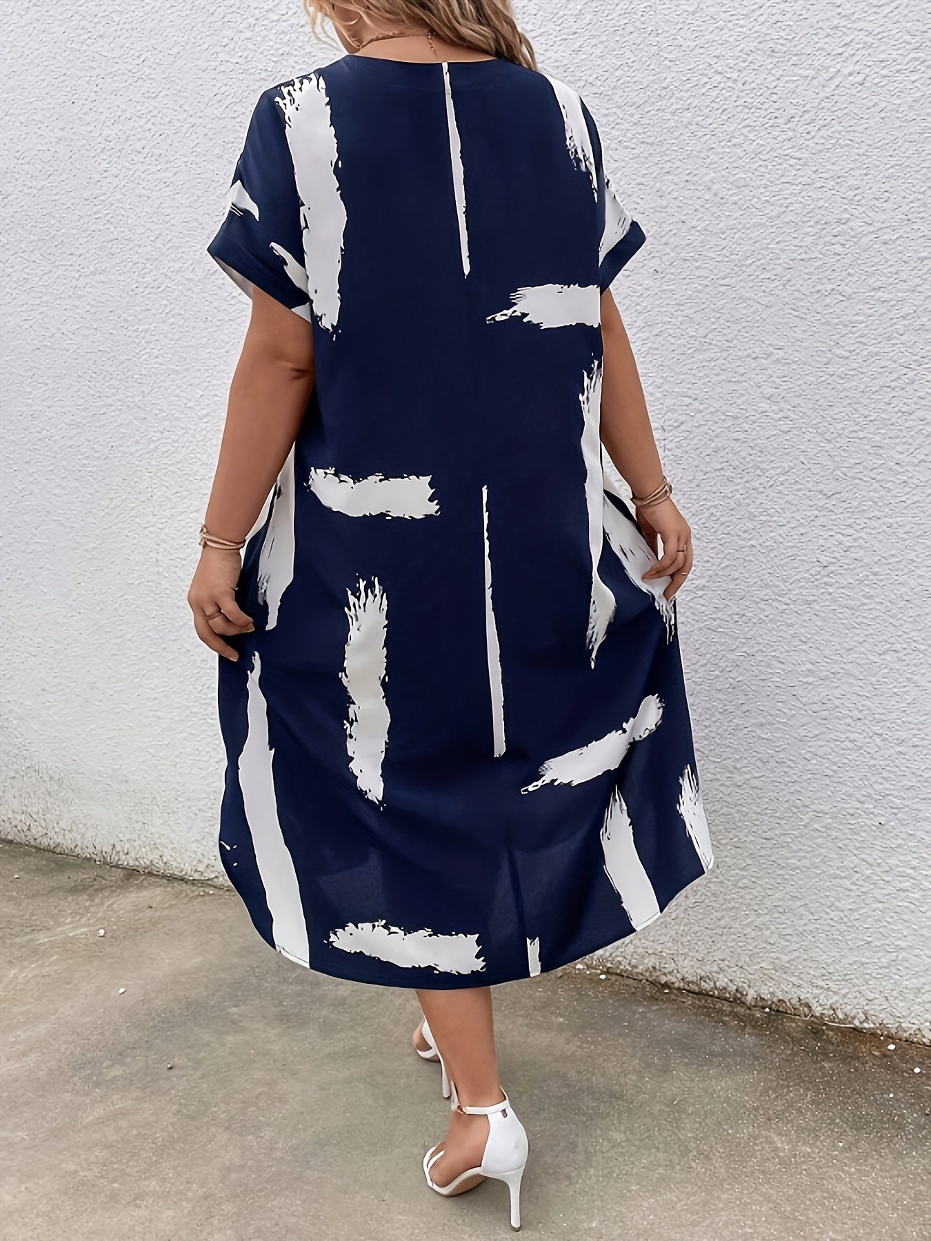 Robe tunique élégante pour femme à imprimé artistique, style décontracté chic