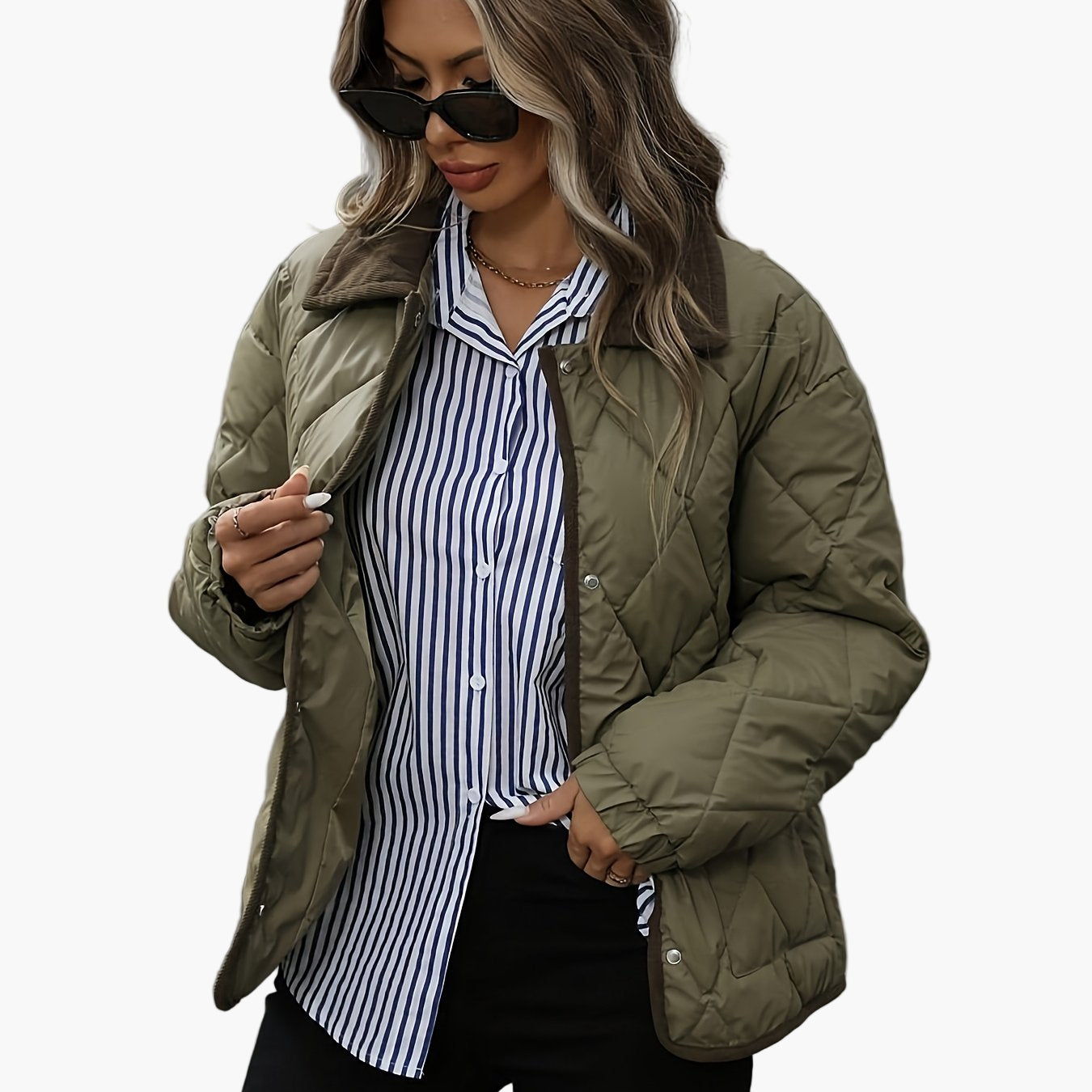 Gesteppte Damenjacke im Vintage-Stil, ideal für Herbst und Winter