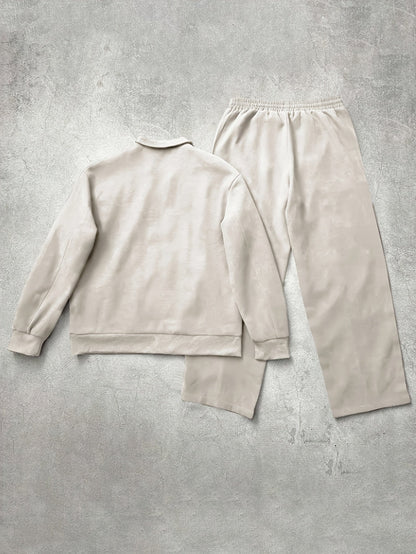Ensemble de Survetement Homme Zip Complet à Rayures Contrastantes et Emblème Brodé