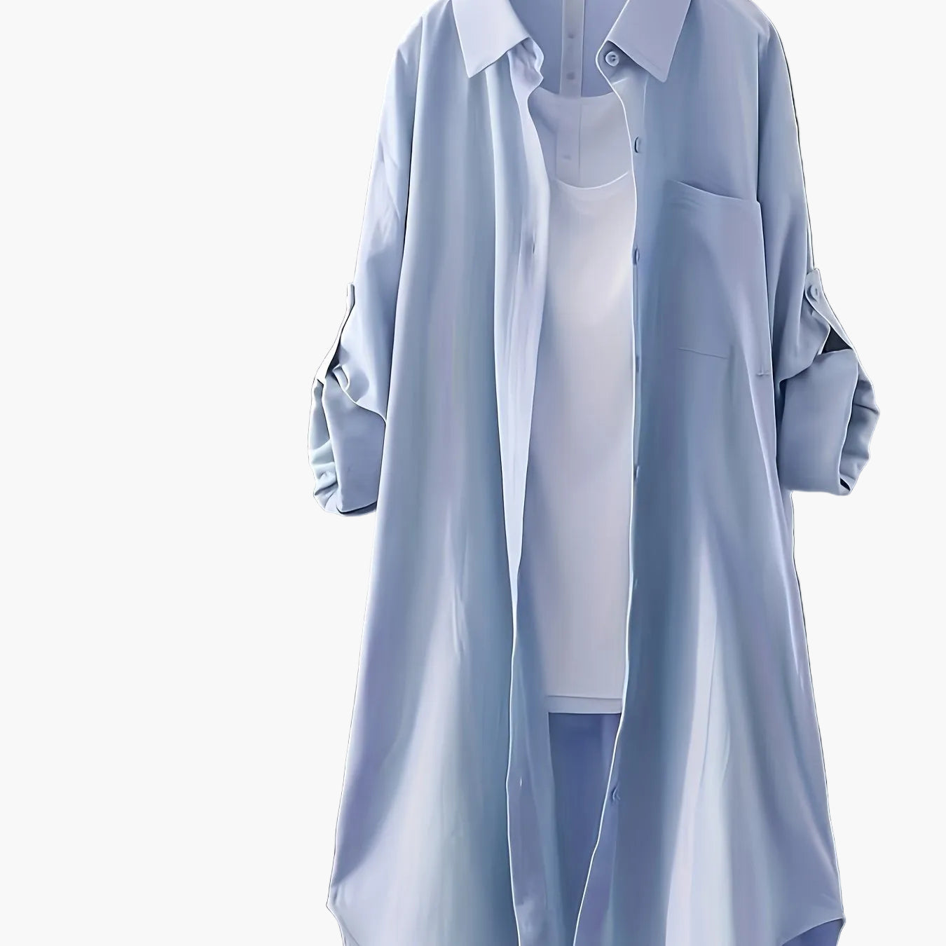Langes Hemdblusenkleid im lässigen Stil für Damen, ideal für Frühling und Sommer  