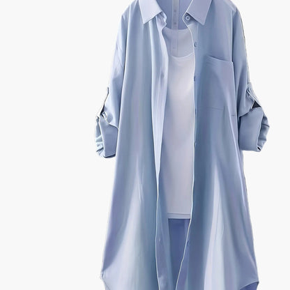 Langes Hemdblusenkleid im lässigen Stil für Damen, ideal für Frühling und Sommer  