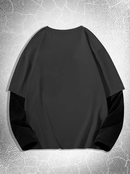 T-shirt manches longues homme coupe décontractée motif étoile grunge