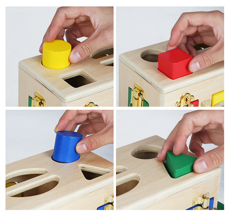 Coffret éducatif Montessori verrouillage formes pour enfants - Jouet pédagogique d'apprentissage