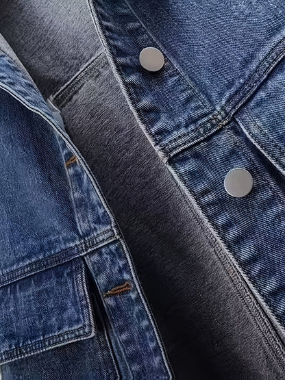 Gilet en jean sans manches avec capuche grise amovible pour femme