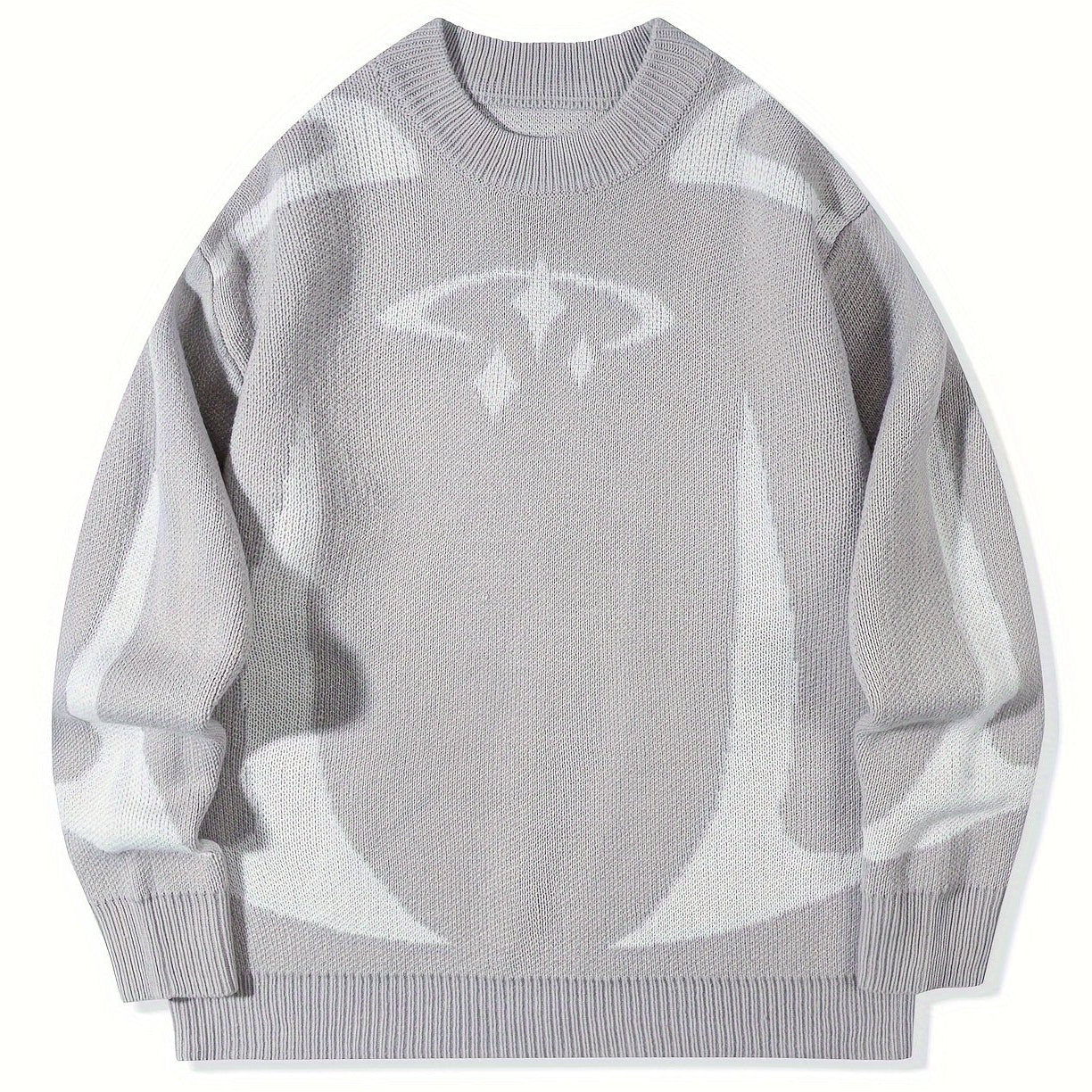 Pull en maille unisexe à motifs abstraits et col rond