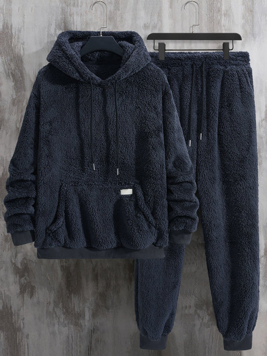 Ensemble Homme Loungewear Molleton Capuche et Pantalon Teddy Poil Long