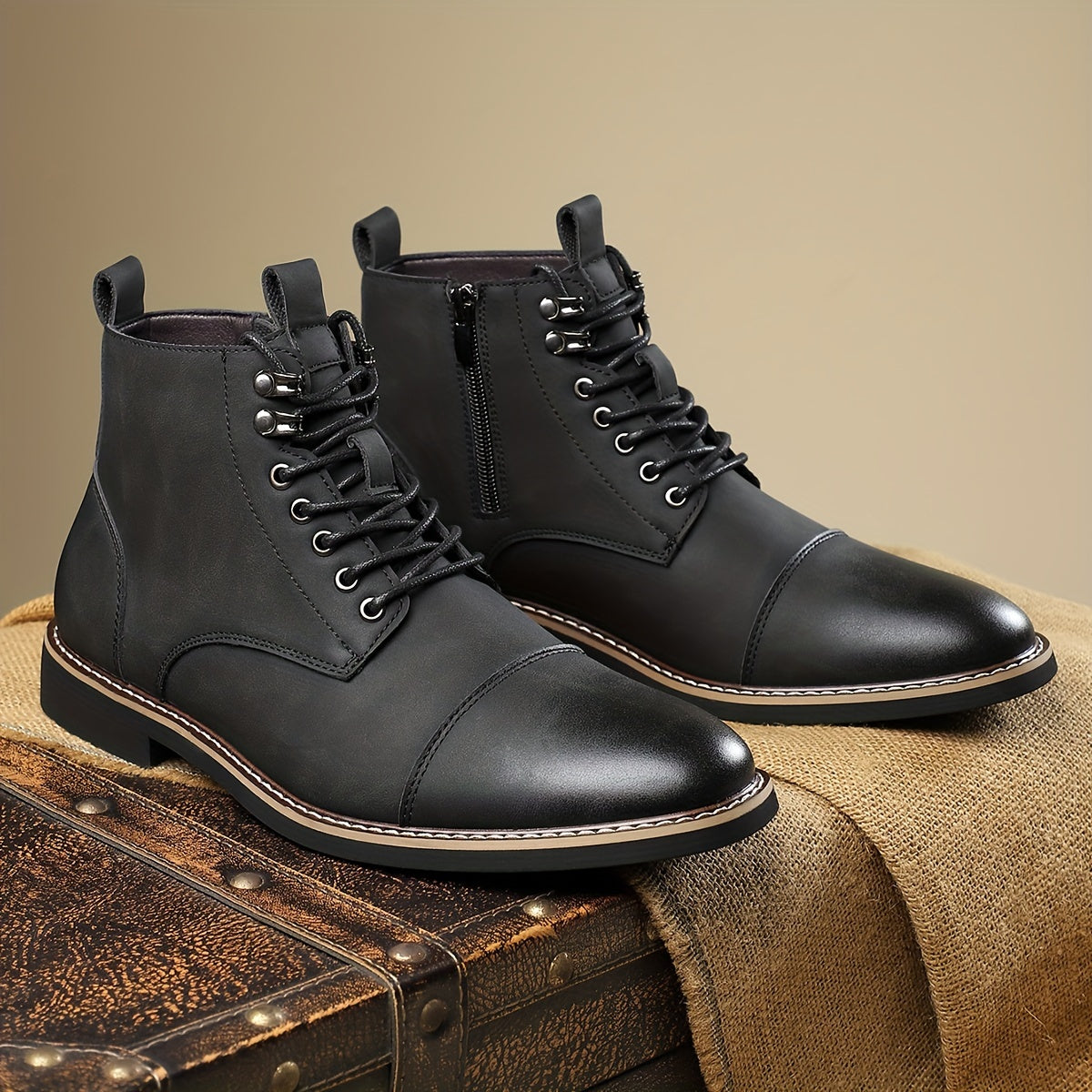 Bottes montantes homme marron lacets style décontracté chic