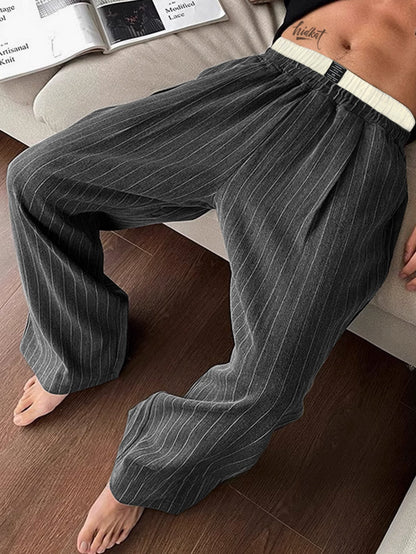 Weite Herrenhose mit Streifen im eleganten, modernen Freizeitstil