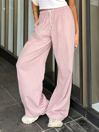 Pantalon large décontracté femme taille haute à jambes droites pour look urbain chic