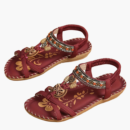 Boheme-sandaler til kvinder med pynt og ankelrem – afslappet chic stil
