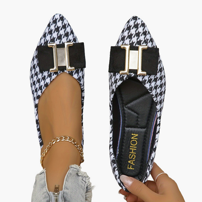 Ballerine donna con motivo pied-de-poule chic ed eleganti per tutti i giorni