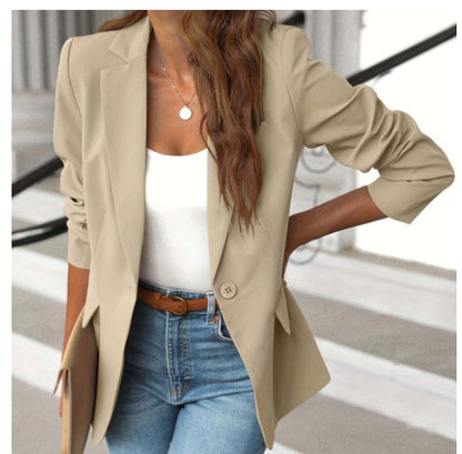 Denise – Giacca da completo in poliestere a maniche lunghe e colore uniforme per donna