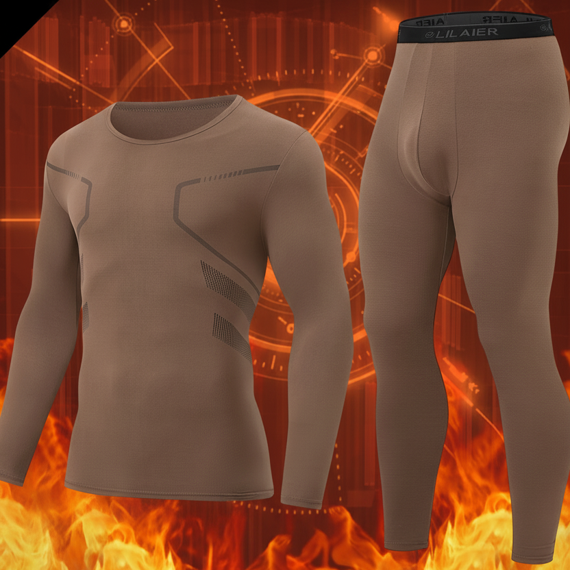Ensemble Homme Thermique 2 Pièces Manches Longues et Legging Sport Couleur Unie