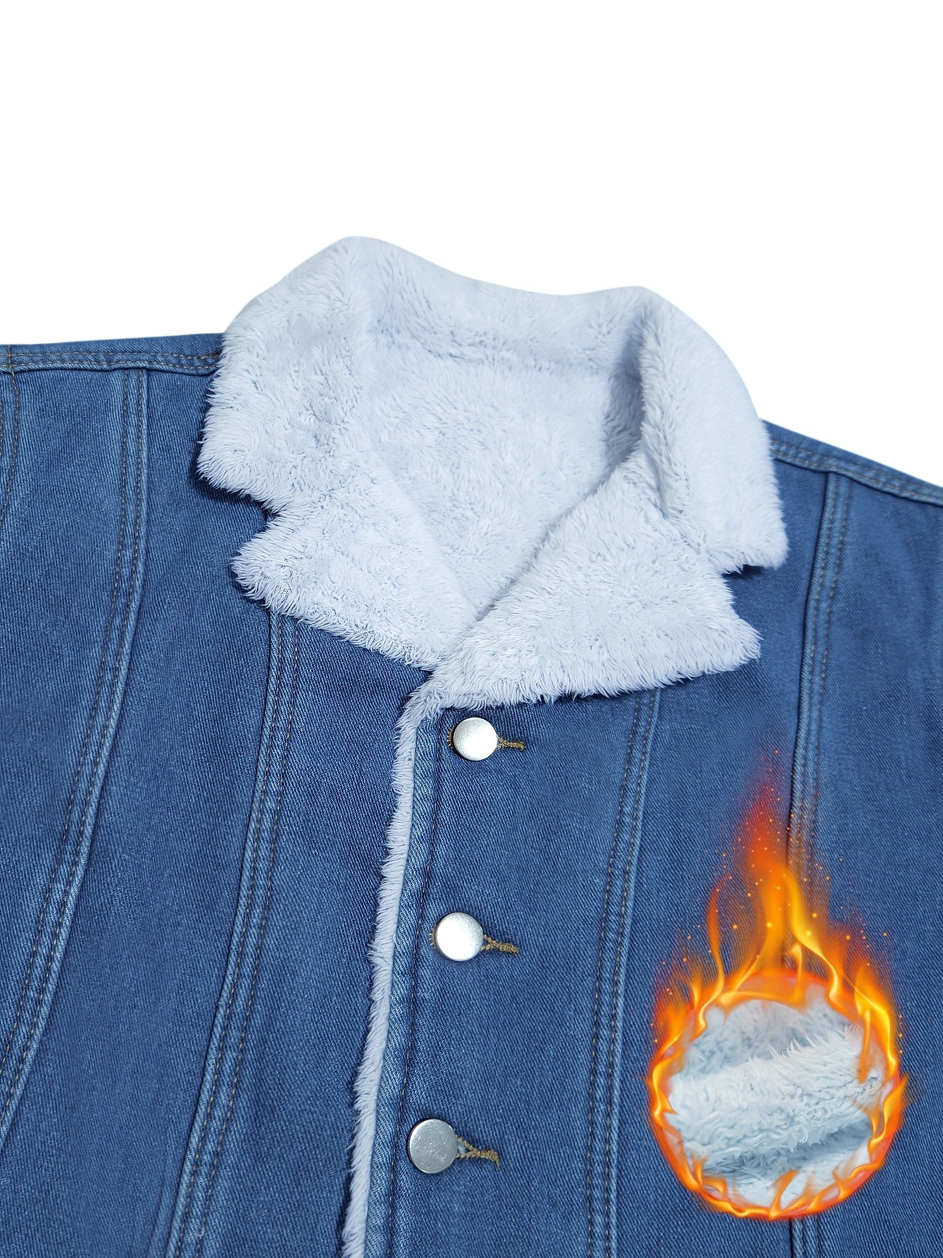 Veste courte en denim bleu avec doublure douce pour femme