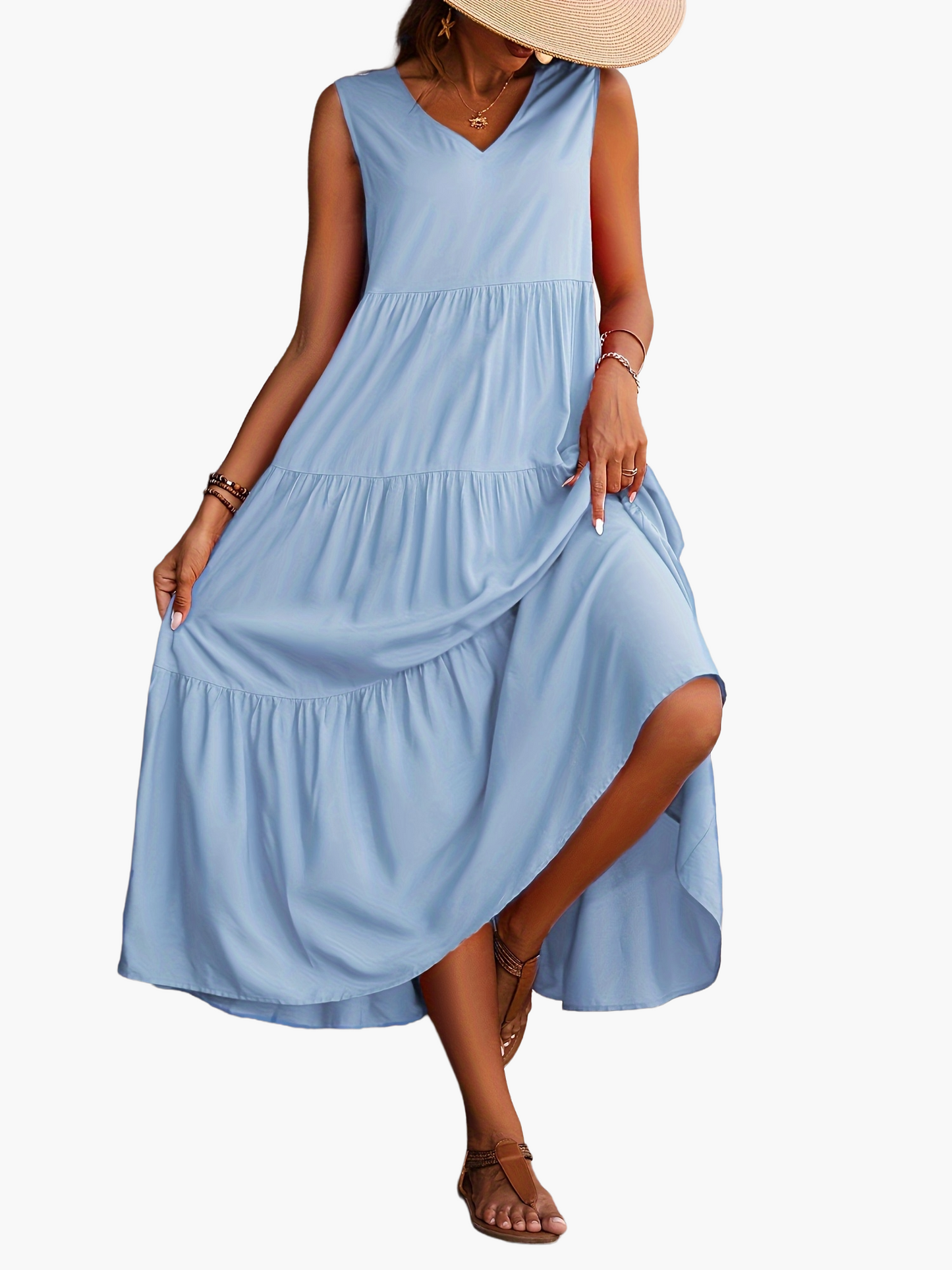Elegante lange damesjurk met volant in casual stijl voor de zomer