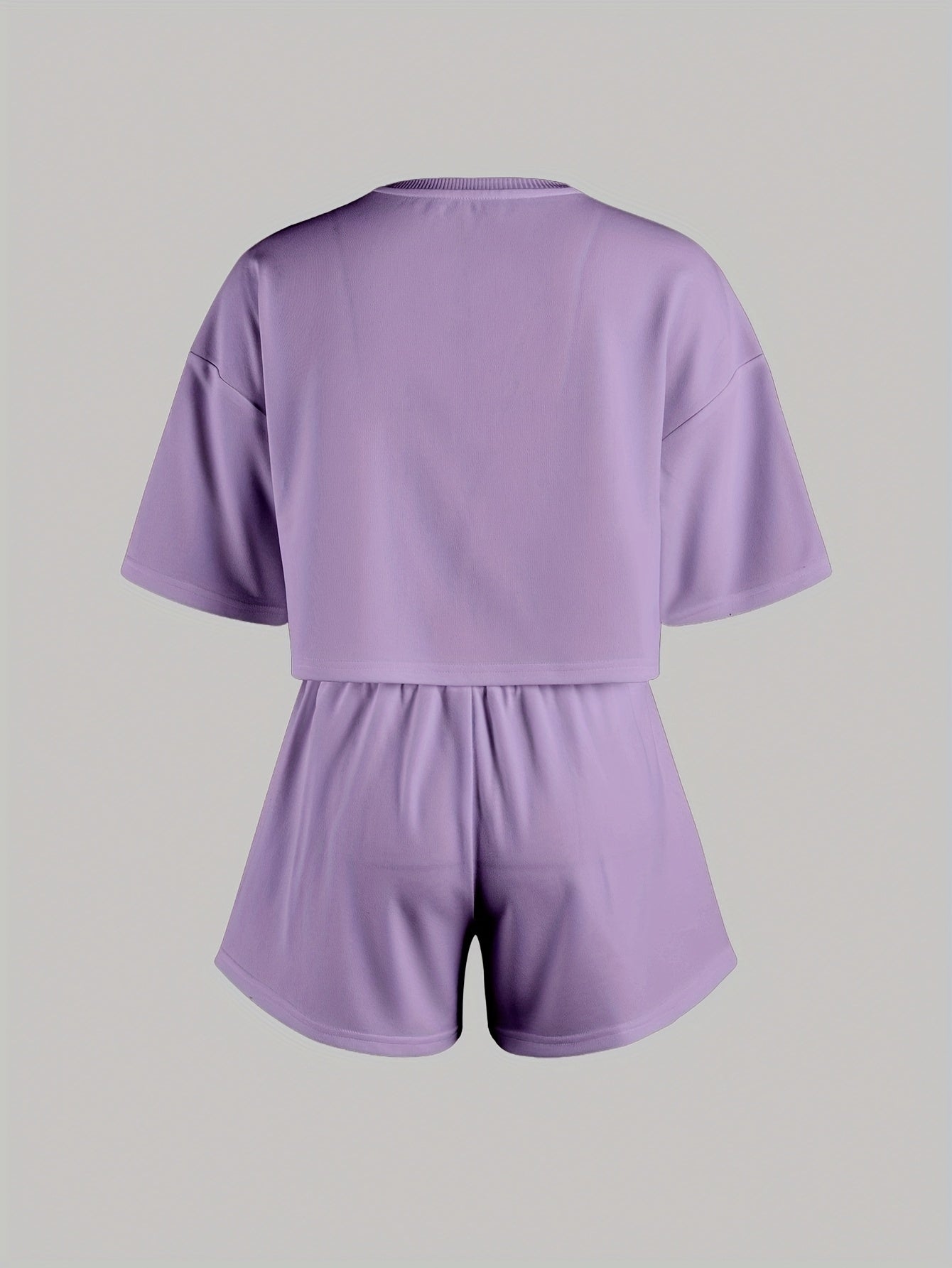 Pyjama d'intérieur décontracté pour femme avec imprimé cœurs bleus – Ensemble short et t-shirt, style cosy pour la maison