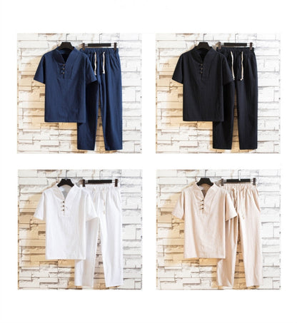 Avslappnad sommaroutfit för herr med kortärmad modern stil