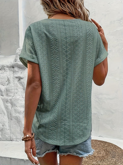 Elegante damesblouse met V-hals, casual stijl voor lente en zomer