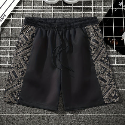 Heren shorts in stedelijke stijl met zijpanelen met grafisch patroon – Ideaal voor streetwear en vrije tijd
