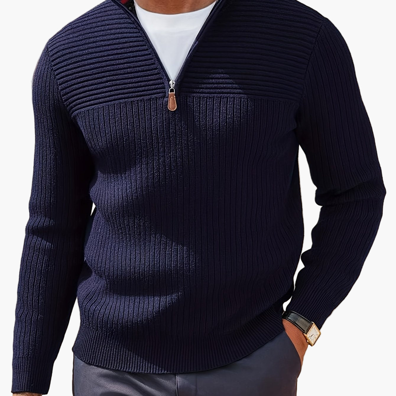 Maglione con zip mezza chiusura stile casual da uomo - Ideale per autunno inverno