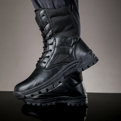Bottes hautes tactiques à lacets pour homme, robustes et antidérapantes