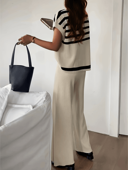 Elegant damesensemble in marinière stijl, casual chic voor lente/zomer