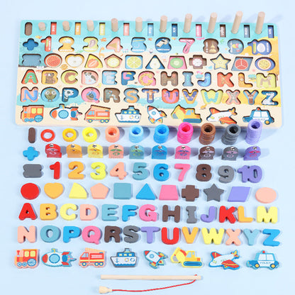 Educatief Houten Puzzel voor Kinderen – Letters, Cijfers en Vormen – Montessori Spel voor Ontwikkeling en Leren