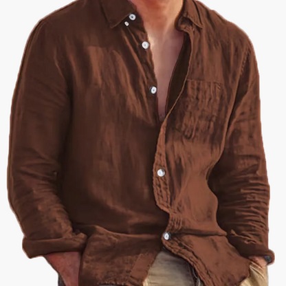 Chemise décontractée pour homme à manches longues style plage – Idéale pour sorties et vacances