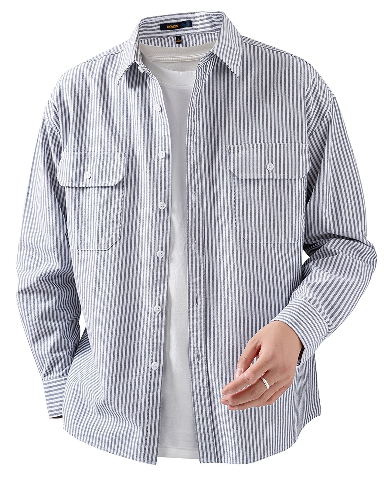 Chemise décontractée à rayures pour homme – Style polyvalent pour le quotidien et les loisirs