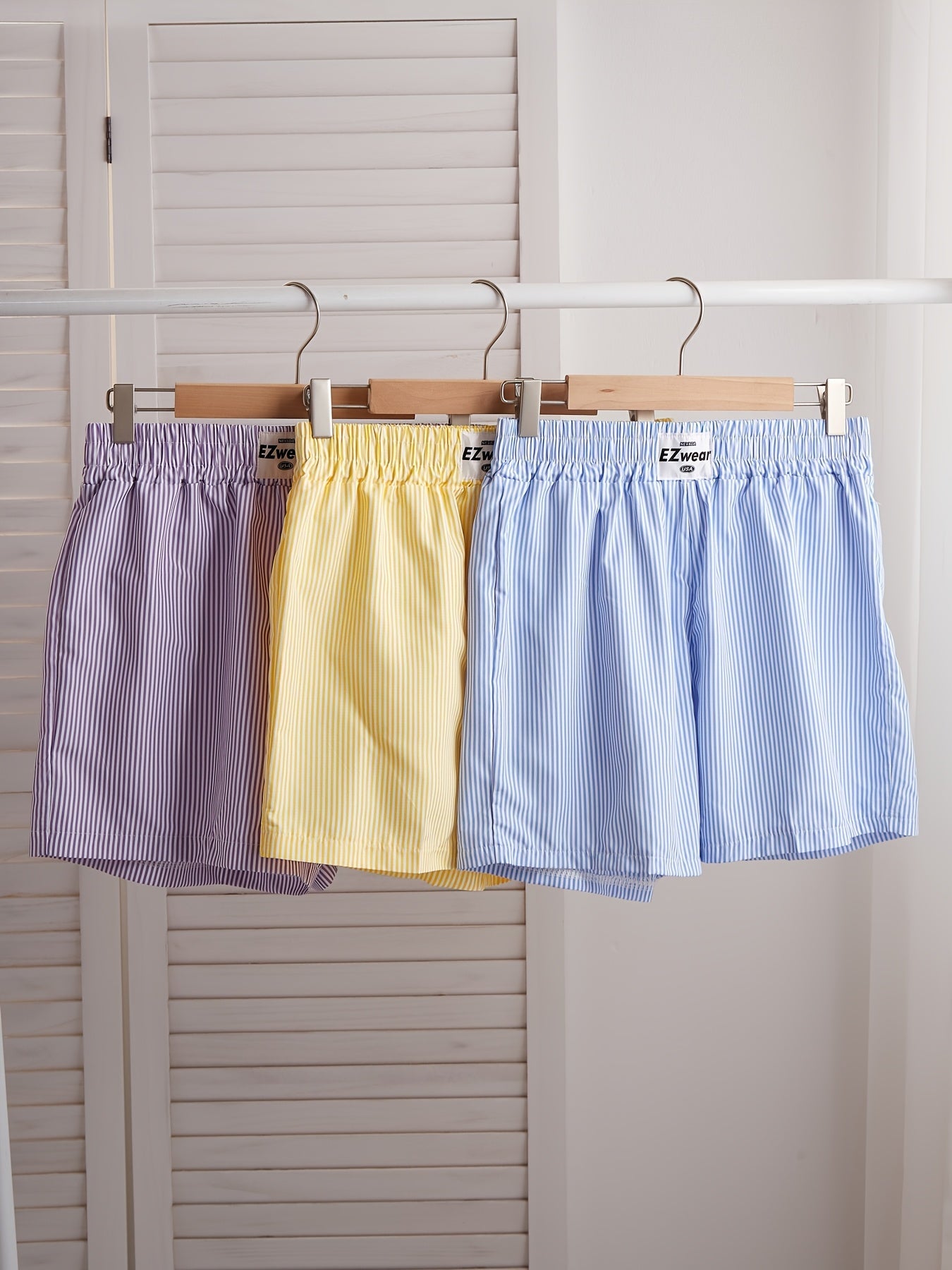 Shorts décontractés à rayures pour femme, lot de 3, style confortable pour la maison ou l'été