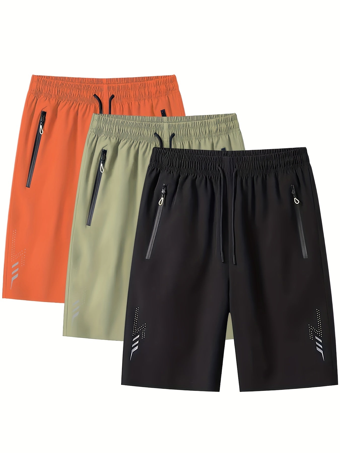 Short de sport décontracté pour homme avec poches zippées et motif géométrique