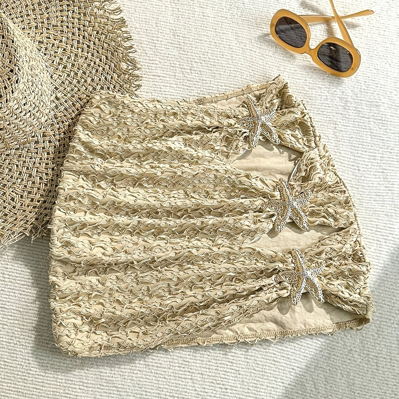 Mini beach skirt with starfish details for women, chic coastal style