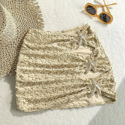 Mini beach skirt with starfish details for women, chic coastal style