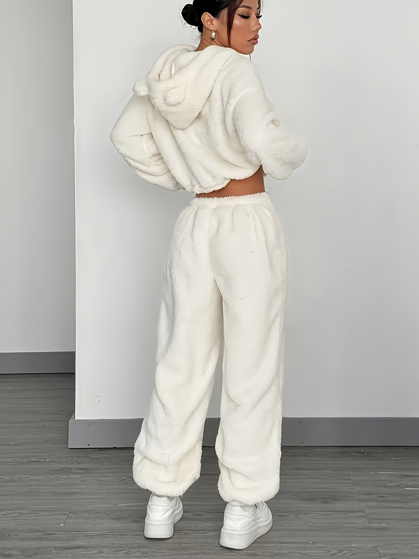 Ensemble d'intérieur Femme Doux à Capuche et Pantalon Large avec Oreilles
