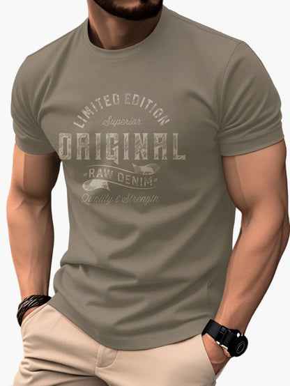 T-shirt Homme Casual Style Vintage Imprimé "Original Raw Denim" – Mode Quotidienne et Décontractée