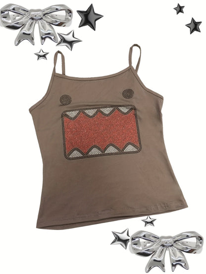 Débardeur Femme Y2K Motif Géométrique Style Urbain pour Look Tendance Été