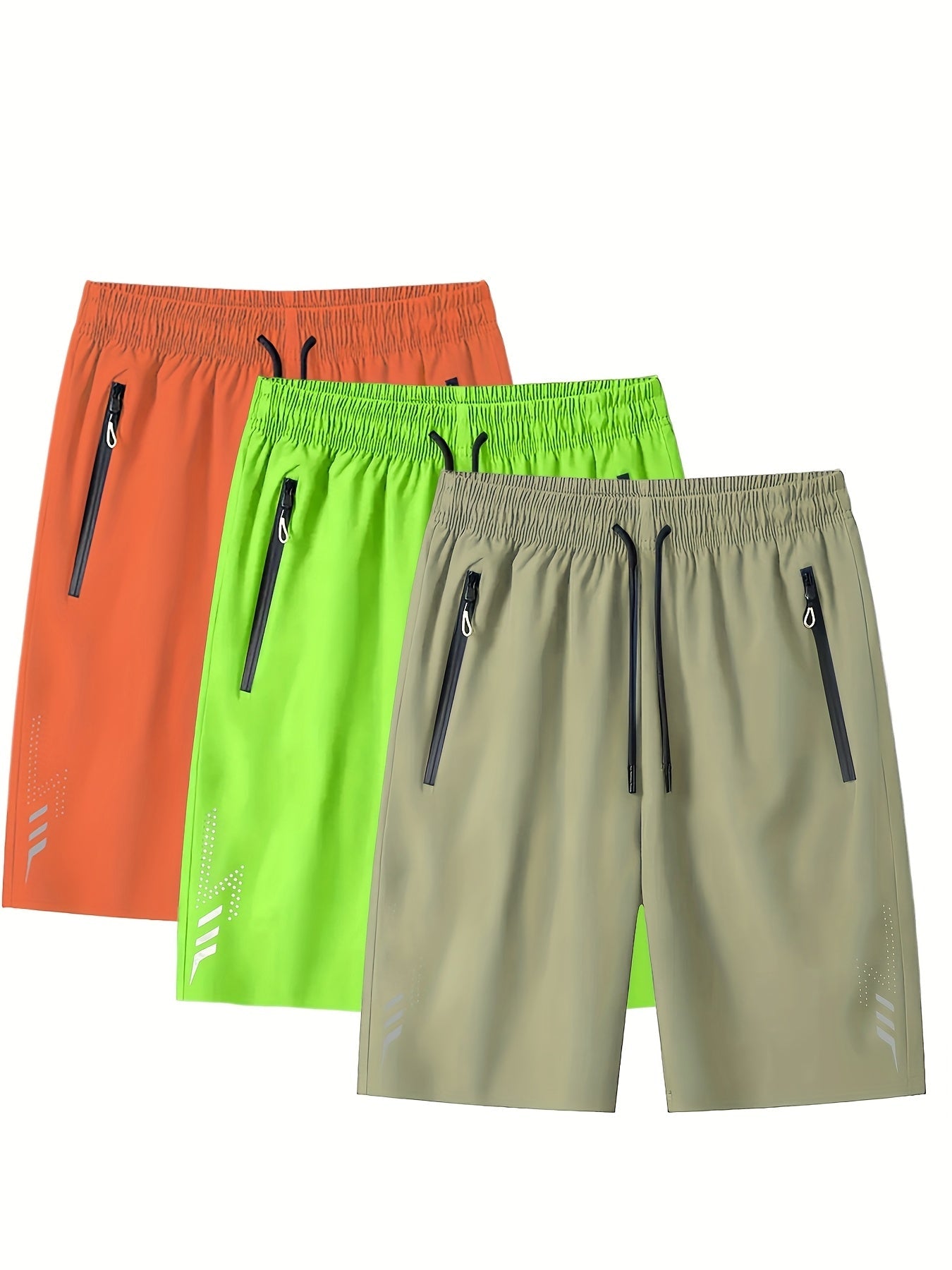 Short de sport décontracté pour homme avec poches zippées et motif géométrique